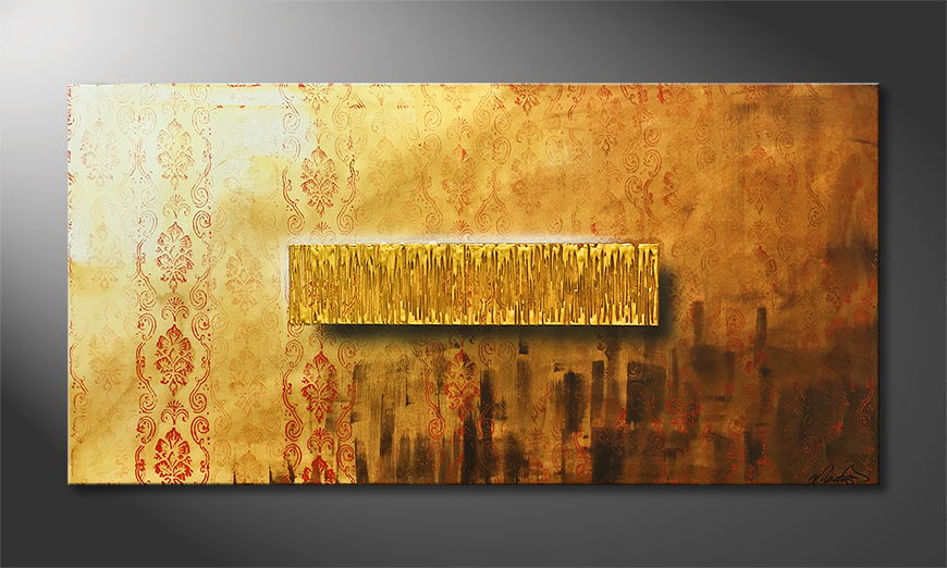 Hand painted painting Golden Freedom 140x70cm