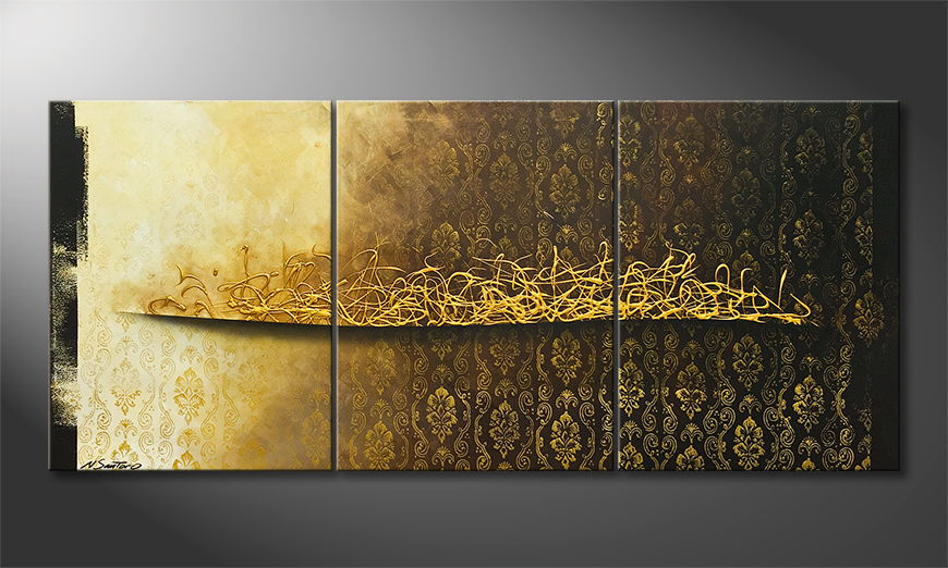 Hand painted painting Golden Infinity 180x80cm