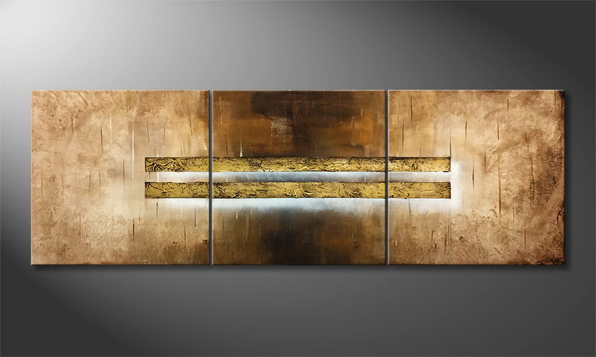 Hand painted painting Golden Magnet 180x60cm
