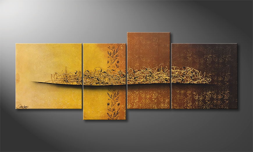 Hand painted painting Golden Nights 200x80cm