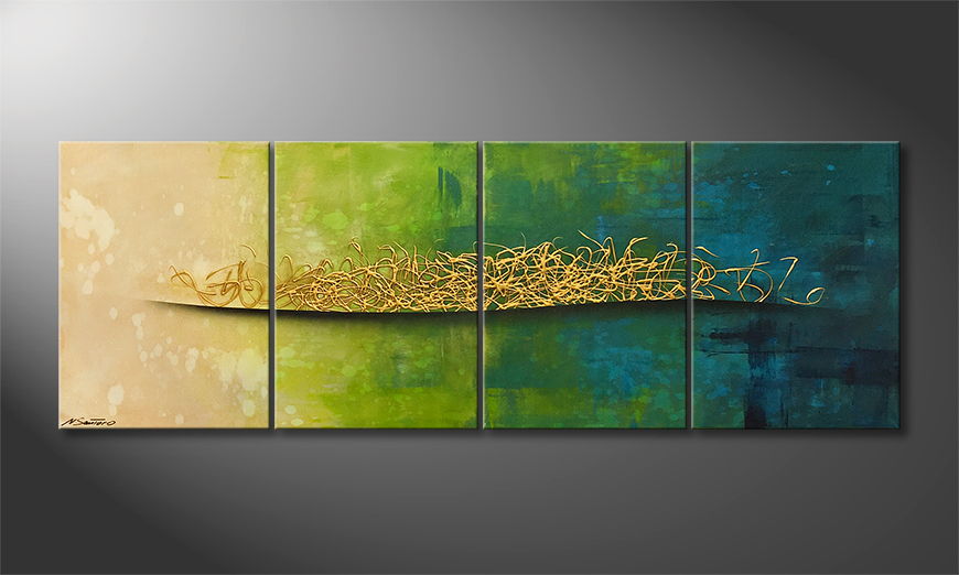 Hand painted painting Golden Summer 200x70cm