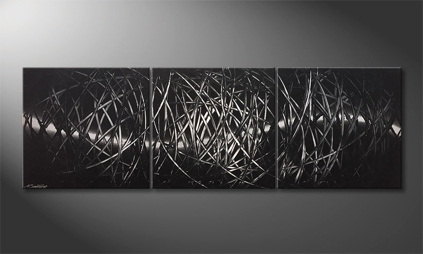 Hand painted painting Heat Of Battle 180x60cm