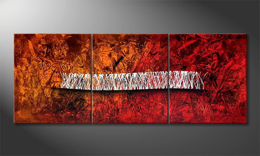 Hand painted painting Inferno 180x70cm