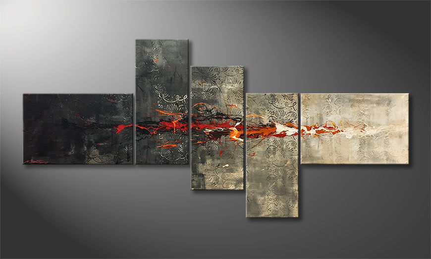 Hand painted painting Lost Fire 210x100cm
