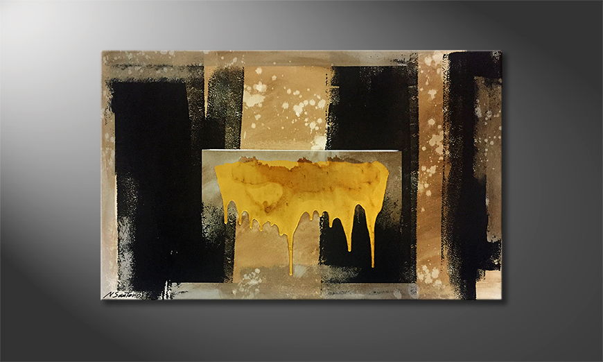Hand painted painting Melting Gold 120x75cm