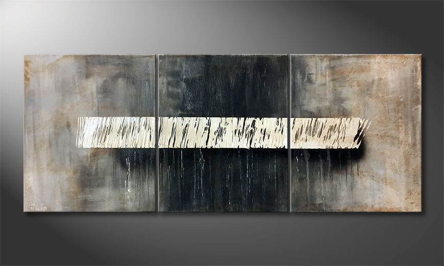 Hand painted painting Melting Silver 150x80cm
