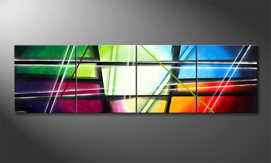 Hand painted painting Mixture 240x70cm