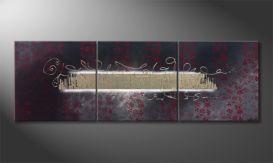 Hand painted painting Mystic Rose Garden 210x70cm
