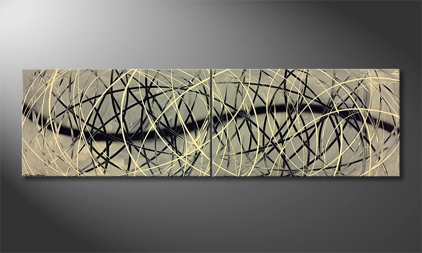 Hand painted painting New Ways 240x70x4cm
