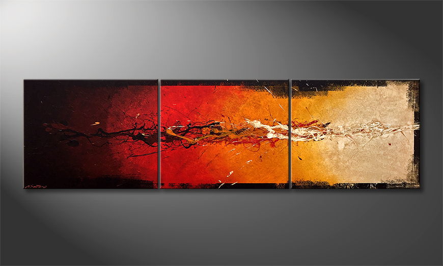 Hand painted painting Rage Of Earth 210x60cm