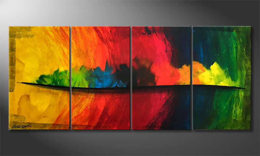 Hand painted painting Rainbow Flames 160x80cm