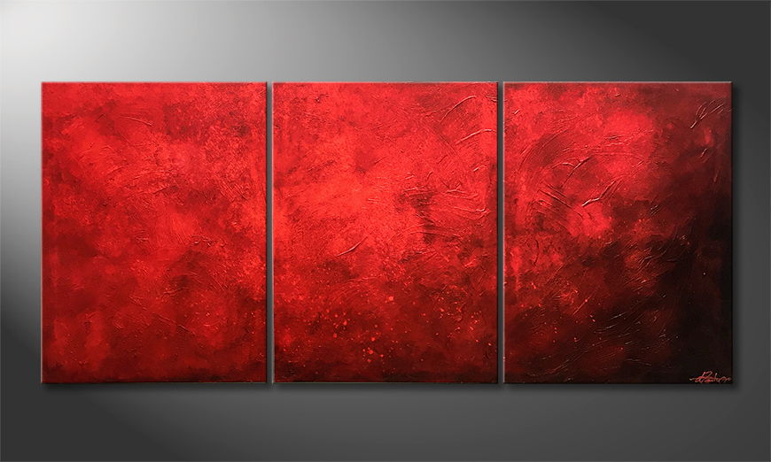 Hand painted painting Red Dream 180x80cm