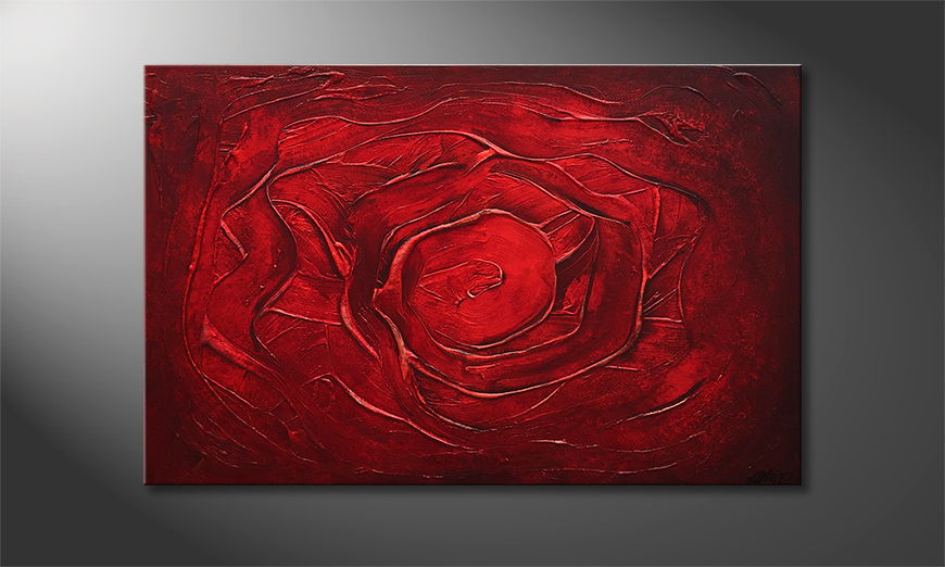 Hand painted painting Red Rose 120x80cm