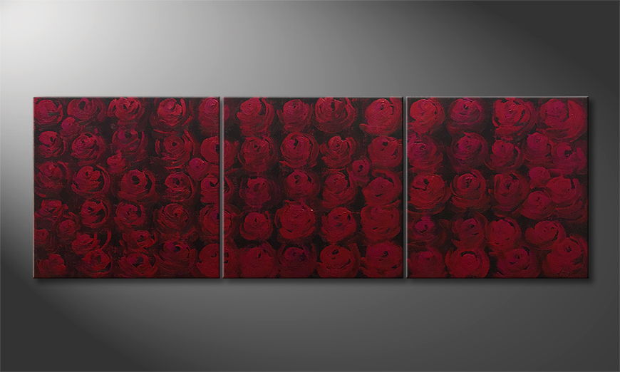 Hand painted painting Rose Bed 180x60cm