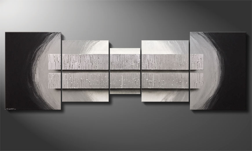 Hand painted painting Silver Bars 300x100x4cm