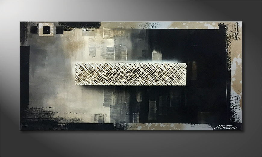 Hand painted painting Silver Noise 120x60cm