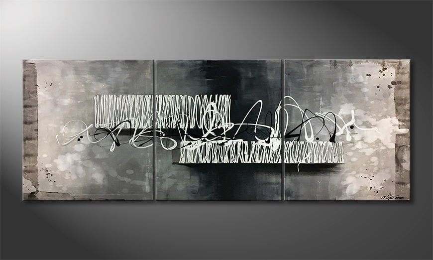 Hand painted painting Silver Style 210x80cm
