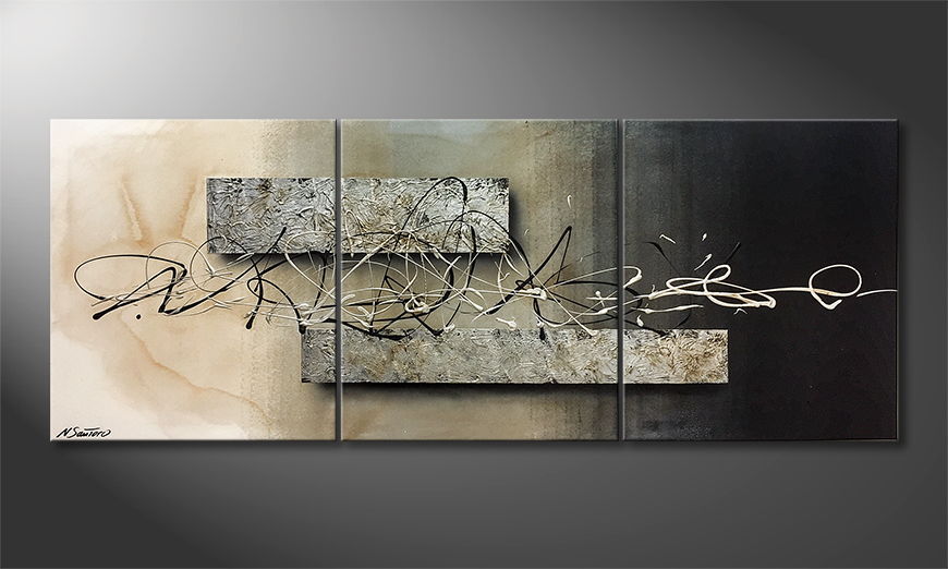 Hand painted painting Traces 180x70cm