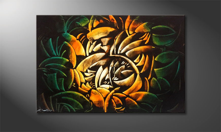 Hand painted painting Tropical Rose 120x80cm
