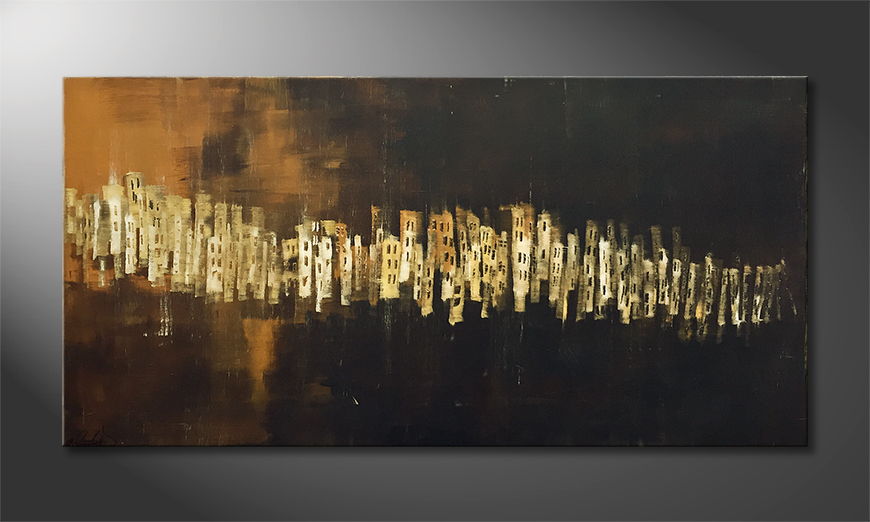Hand painted painting Wild Gold 140x70cm