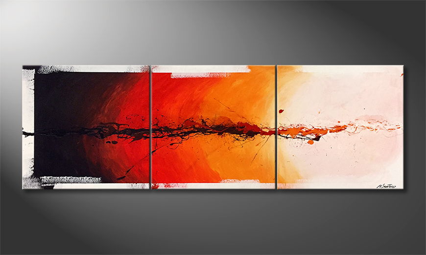 Hand painted painting Wildfire 210x70cm