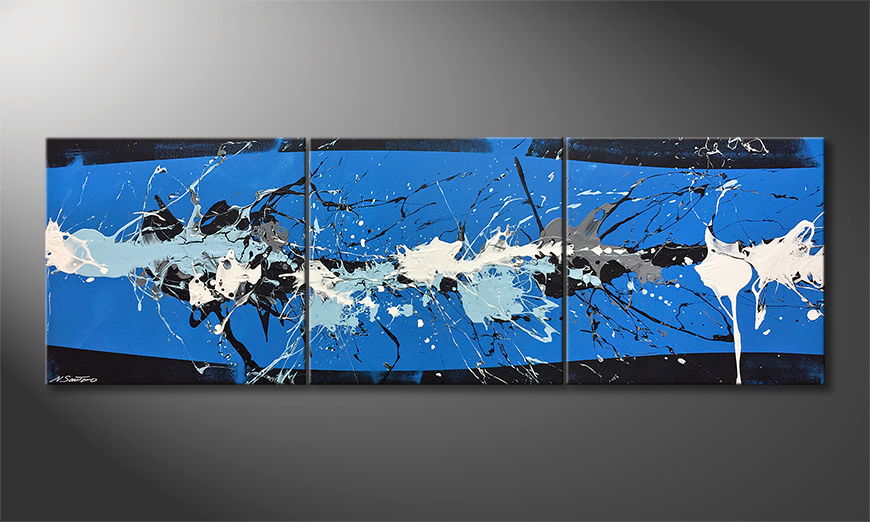 Living room painting Coltish Blue 210x70cm