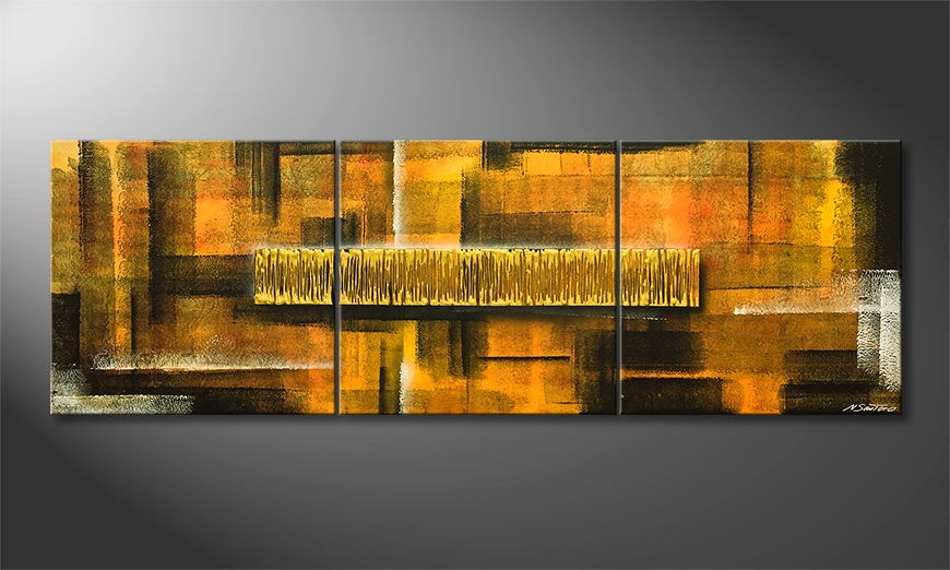 Living room painting Golden Matrix 210x70cm
