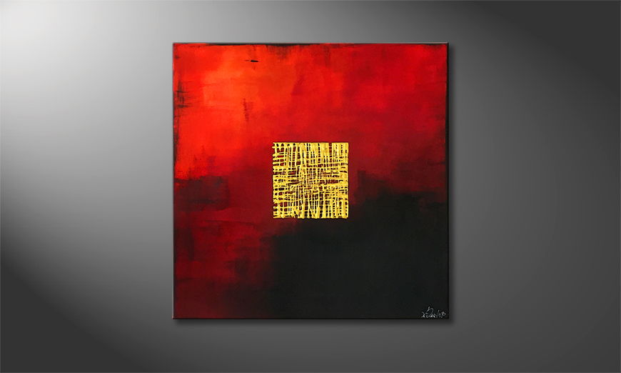 Living room painting Golden Red 80x80cm