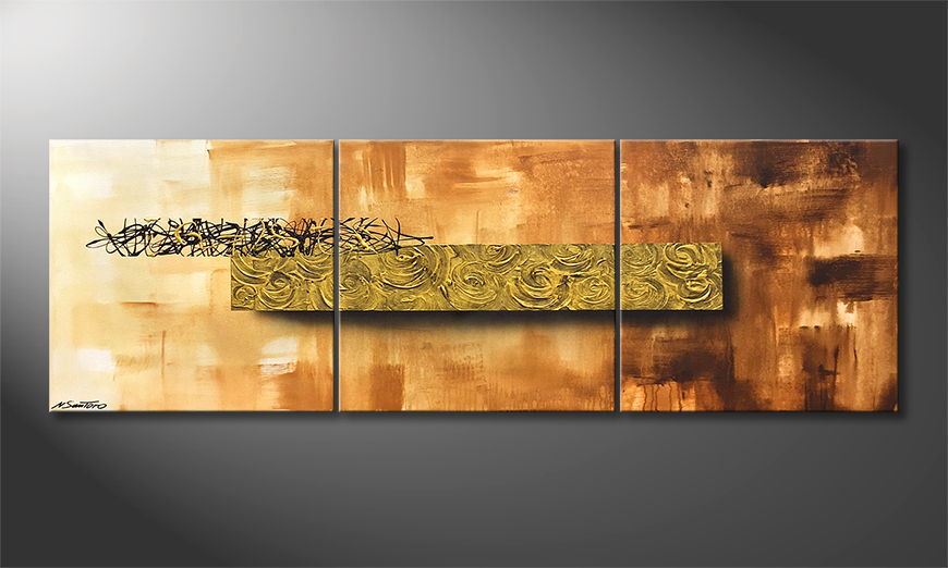 Living room painting Golden Roses 180x60cm