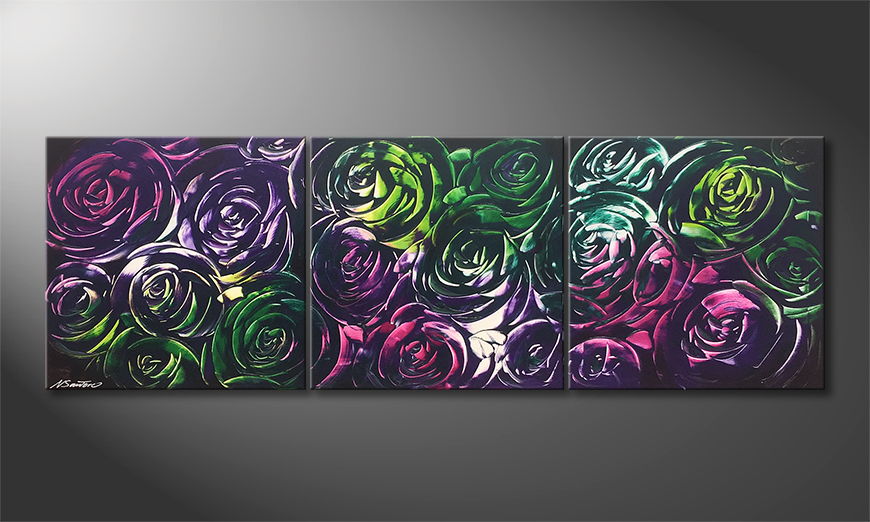 Living room painting Night Of Roses 180x60cm
