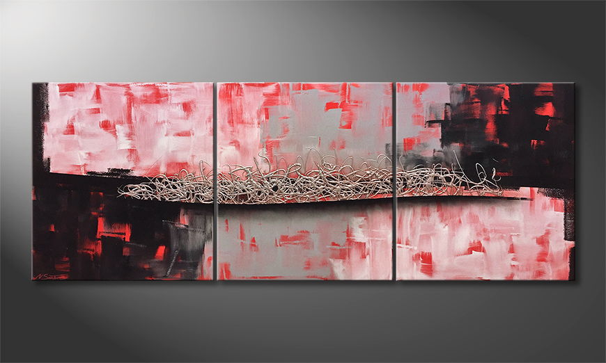 Living room painting Silver Afterglow 210x80cm
