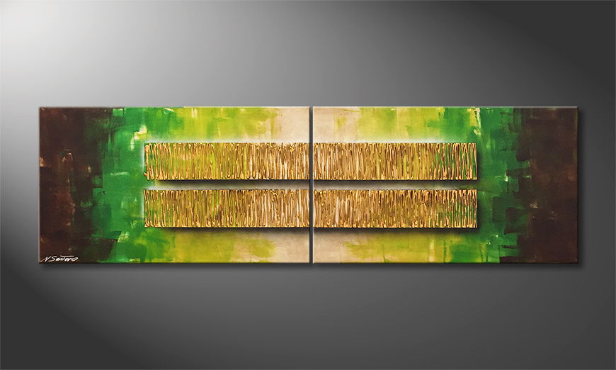 Modern wall art Golden Rain 200x60cm