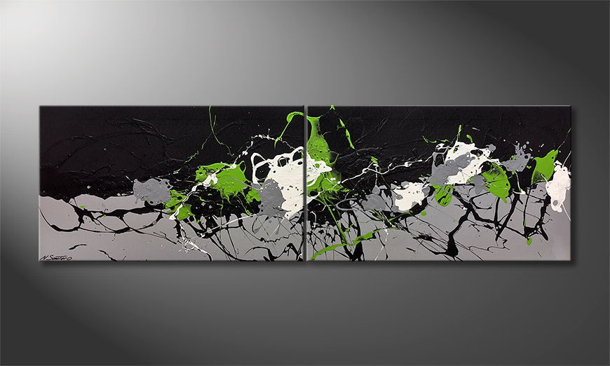 Modern wall art Green Blood 200x60cm