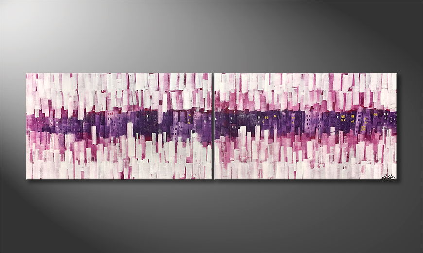 Modern wall art Growing Pink 200x60cm
