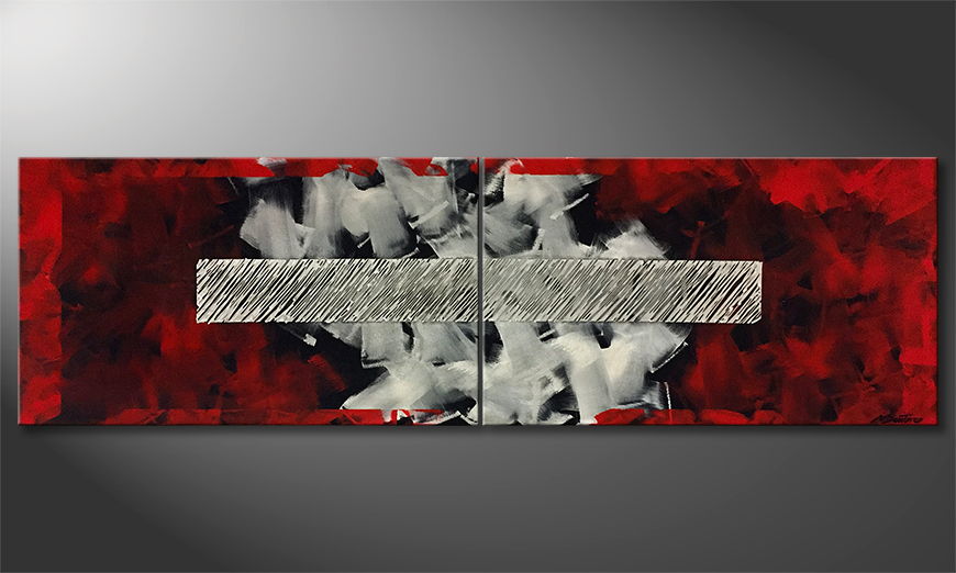 Modern wall art Red Framed 200x60cm