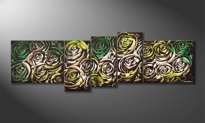 Our wall art Green Roses 210x70cm