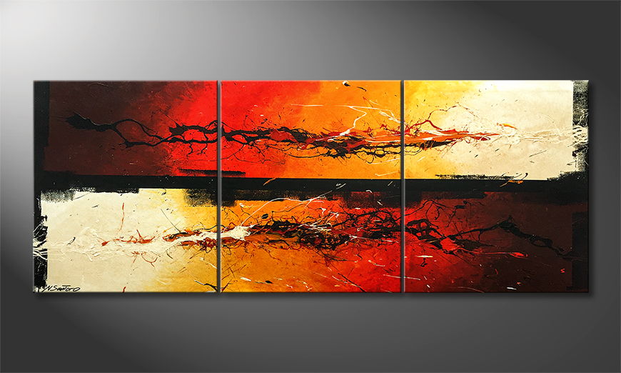 The exclusive painting Fire Splashes 210x70cm