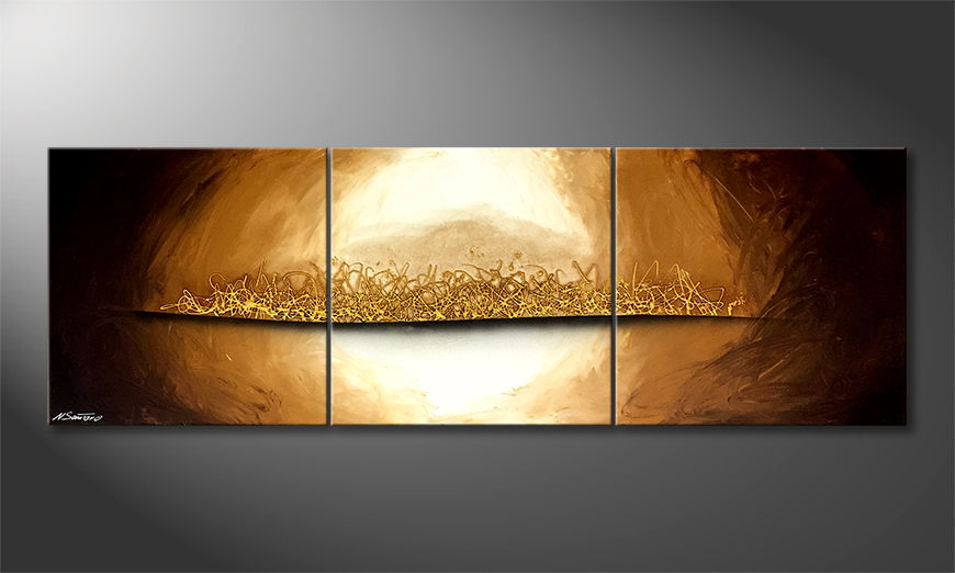 The exclusive painting Golden Dawn 210x70cm