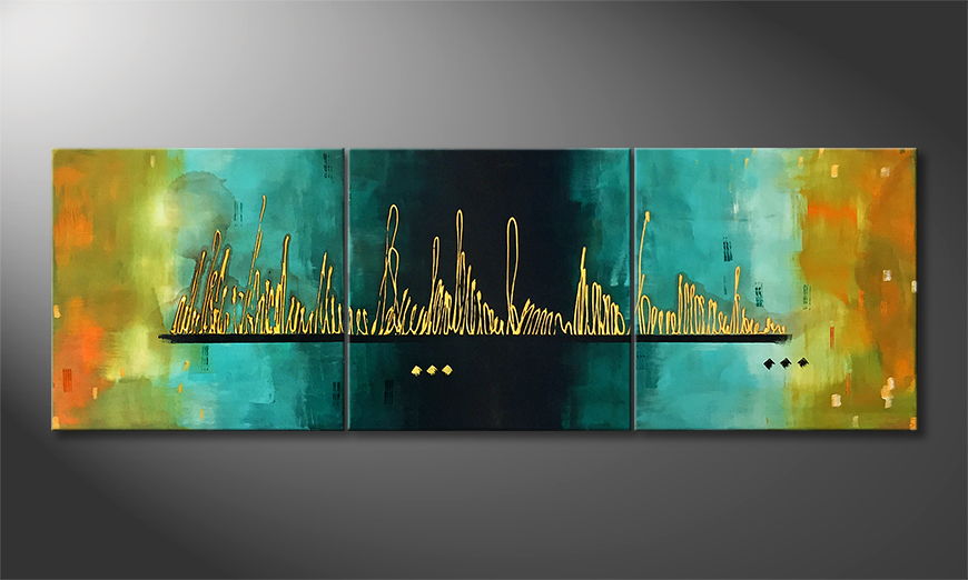 The exclusive painting Golden Fontains 180x60cm