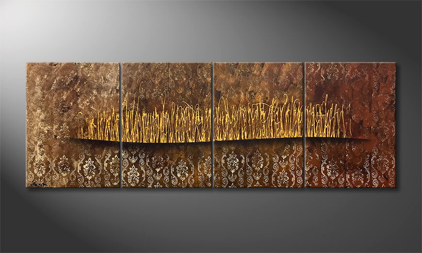 The exclusive painting Golden Fontains 200x60cm