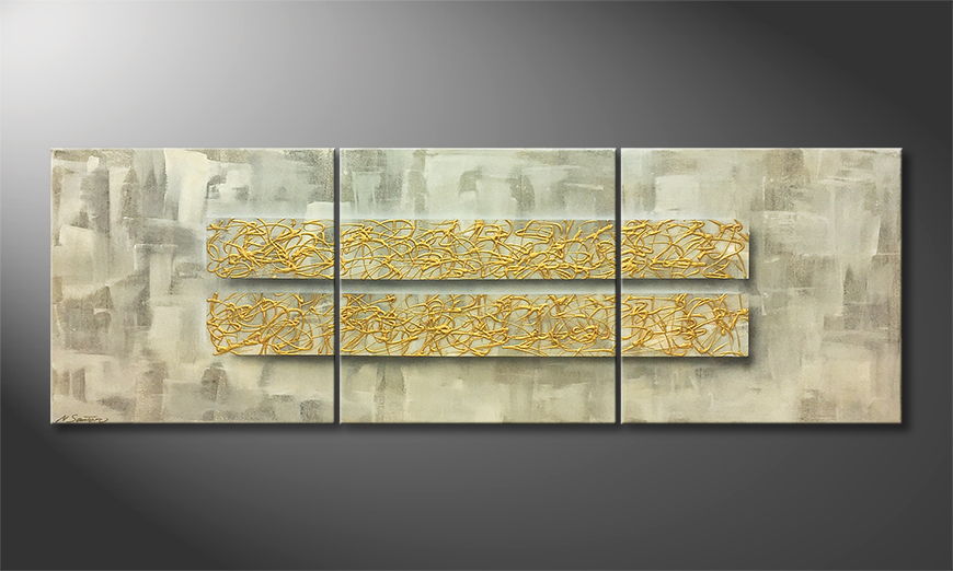 The exclusive painting Golden Light 210x70cm
