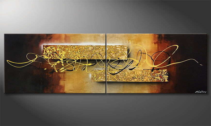 The exclusive painting Golden Melody 200x60cm