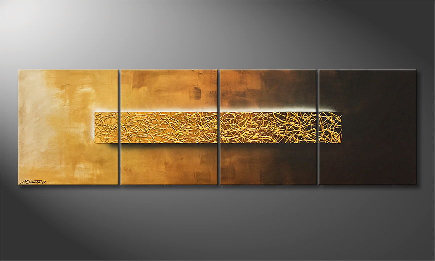 The exclusive painting Middle Of Gold 200x60cm
