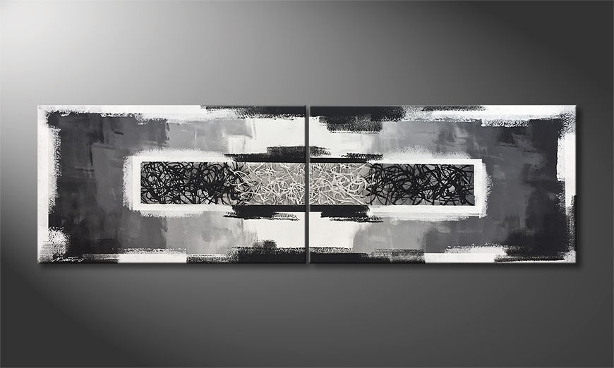 The exclusive painting Playful Contrasts 200x60cm