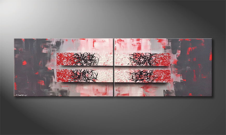 The exclusive painting Red Contrast 200x60cm