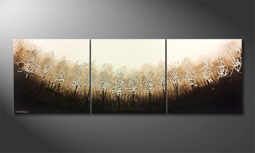 The exclusive painting Silver Trees 180x60cm