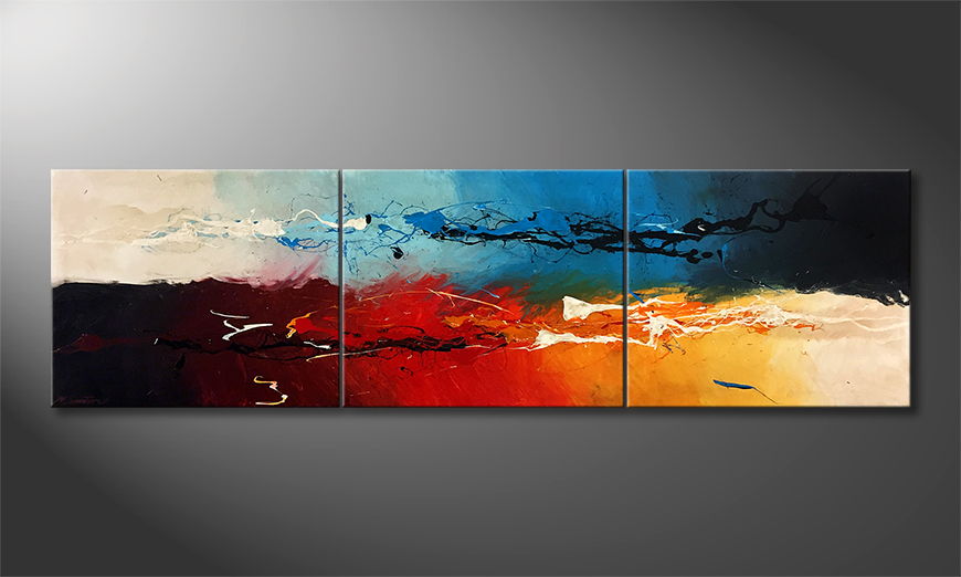 The exclusive painting Splashed Storm 210x60cm